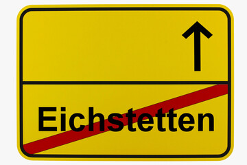 Illustration eines Ortsausgangsschildes von Eichstetten in Baden-Württemberg - obrazy, fototapety, plakaty
