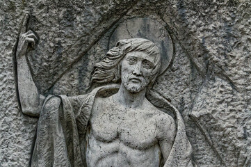 Fototapeta na wymiar The Risen Christ. Christ ressuscité. Cimetière monumental, Milan - Italie.