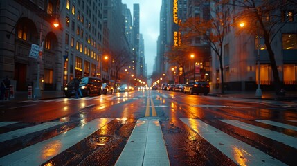 City Street With Tall Buildings