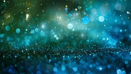 A mesmerizing array of blue glimmers, akin to a sea of stars, this digital artwork captivates with a cosmic dance of light and color. Small, bright, shiny dust particles