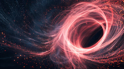 Swirling Cosmic Energy With Glowing Particles in Deep Space - obrazy, fototapety, plakaty