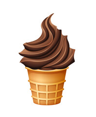  illustration of soft serve ice cream cones in a variety of flavors