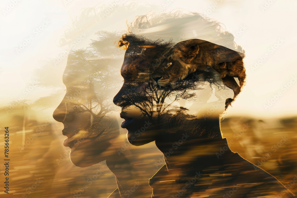 Poster a man's face is reflected in a tree, creating a surreal and dreamlike atmosphere. concept of mystery