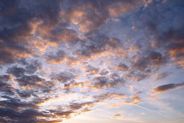 panorama of the sunset sky, colorful gentle dawn, vibrant twilight sky, high quality photo