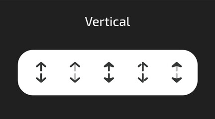 Vertical Arrow icons in 5 different styles as vector	