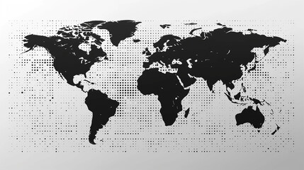 Explore the world with this charmingly minimalist flat art world map. Perfect for adding a touch of wanderlust to any project, the map features black dots against a clean white background, evoking a s