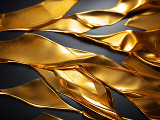 Elegant golden fabric waves with sparkling flecks