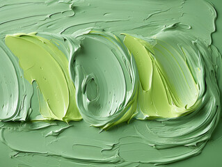 Abstract green paint swirls texture background