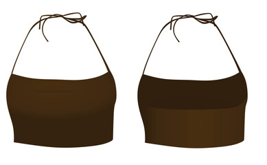 Brown  crop sleeveless t shirt. vector illustration 