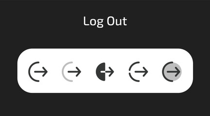 Log Out icons in 5 different styles as vector	