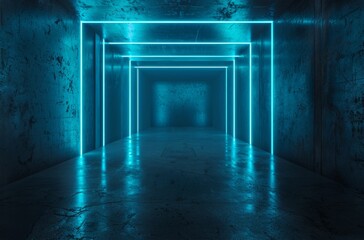 Long Narrow Hallway With Blue Lighting