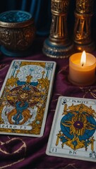 Variety of enigmatic tarot cards adorned with different emblems and symbols