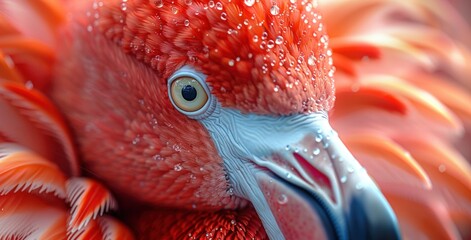 a close up picture of a pink flamingo