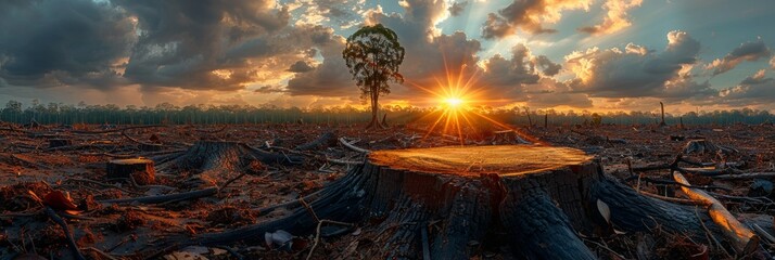 Uncover the stark truth of deforestation through this poignant image. - obrazy, fototapety, plakaty