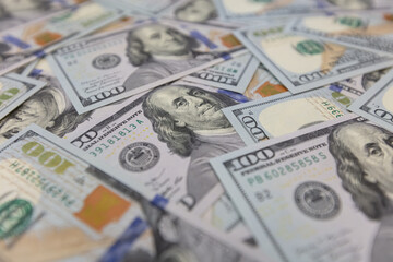 US 100 dollar banknotes background