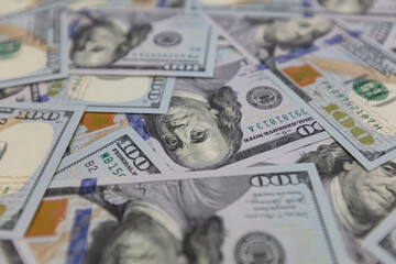 US 100 dollar banknotes background