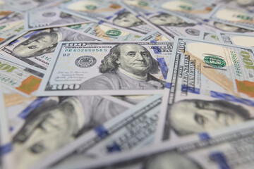 US 100 dollar banknotes background