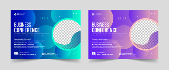 Corporate horizontal business conference flyer template. Editable modern flyer banner. Brochure, Template, Design, Flyer, Leaflet