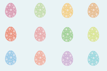 Easter eggs pastel colors hand drawing flower heart dots circles holiday vector EPS10