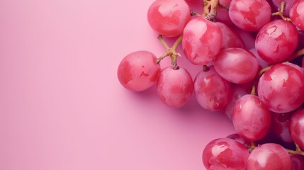 Grape fruits top view on the pastel background