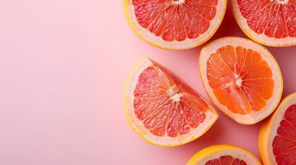 Grapefruit fruits top view on the pastel background