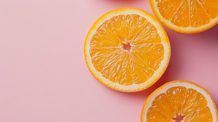 Orange fruits top view on the pastel background