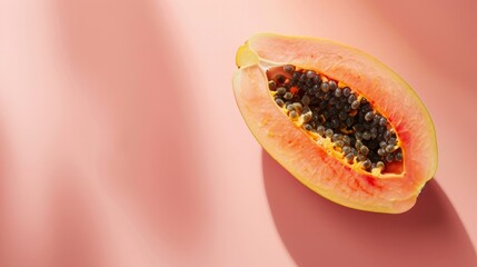 Papaya fruits top view on the pastel background