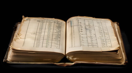 Fototapeta premium A detailed ledger book with entries of income and expenses emphasizing the importance of meticulous record-keeping in financial success.