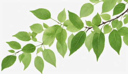 Fototapeta na wymiar green garden leafs, cut out, white background , detailed