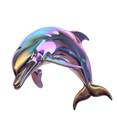 Abstract 3D dolphin shape featuring holographic textures