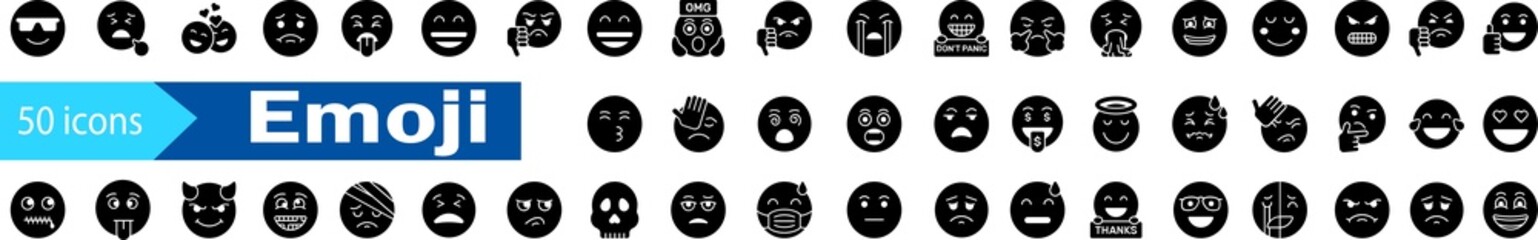 Vector Emoji big set isolated on white background. different editable icons. Emoticons and ...