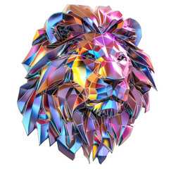 Abstract 3D lion shape featuring holographic textures