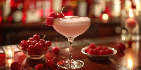Cherry Elixir: A Decadent Cocktail Creation - obrazy, fototapety, plakaty