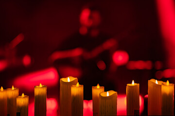 candles on the concert stage background