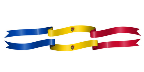set of flag ribbon with colors of Moldova for independence day celebration decoration