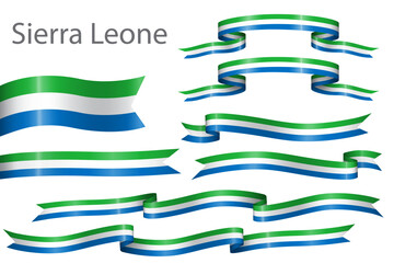 set of flag ribbon with colors of Siera Leone for independence day celebration decoration