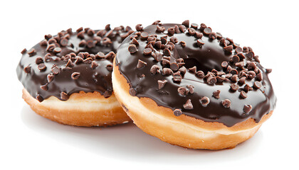 Sweet chocolate donut on white background