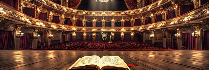 The Grandeur of Opera: A Captivating Image of a Vintage Opera House and Its Artistic Ambiance - obrazy, fototapety, plakaty