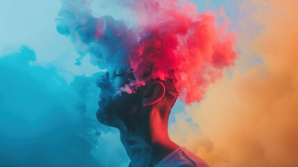 Mans Mind Unleashes Colorful Smoke