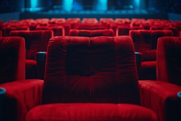 Fototapeta premium Row of Red Seats in a Theater