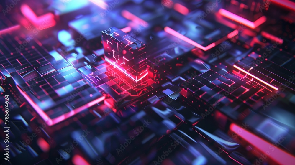 Aufkleber glowing check symbols arranged in a dynamic composition ai generated illustration