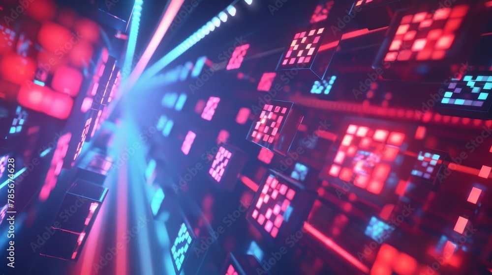 Poster glowing check symbols arranged in a dynamic composition ai generated illustration