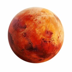 Illustration of a Mysterious Red Planet Isolated on a Clean White Background, Perfect for Space Exploration Concepts and Science Fiction Designs