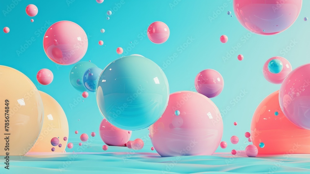 Poster isolated and vibrant objects floating above the ground ai generated illustration