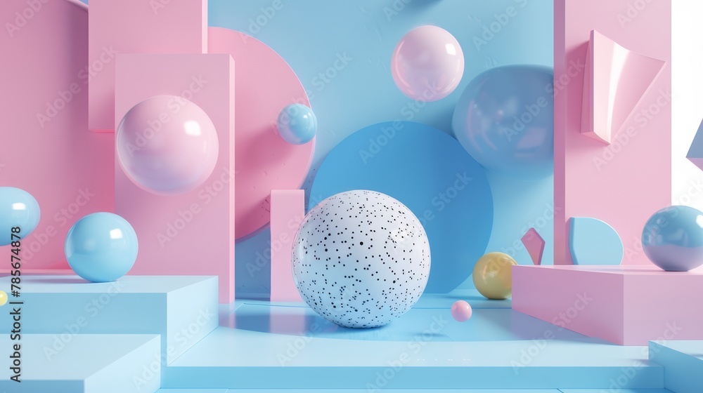 Aufkleber isolated floating objects in a minimalist memphis style setting ai generated illustration