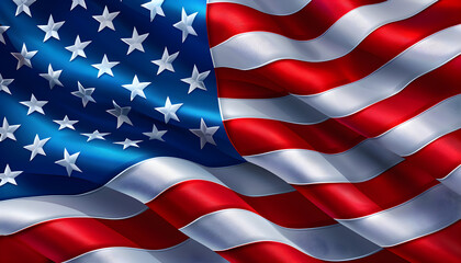 American wave flag background for national holidays and events such as flag day, veterans day, and independence day. - obrazy, fototapety, plakaty