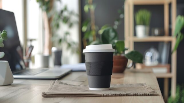 Isolated coffee cup on a desk   AI generated illustration