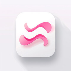 Vector abstract 3d icon with pink waves on white background. Eps10