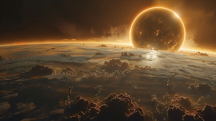 Space Solar Eclipse 3D Image,
Solar Eclipse Artwork

