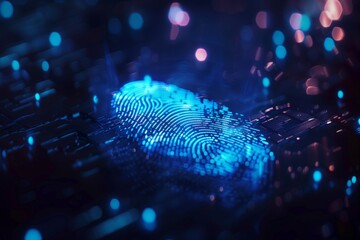Glowing fingerprint on digital circuit board